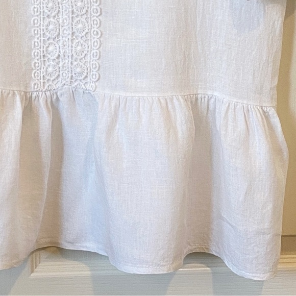 Francesca Bettini White Linen Lace Ruffle Sleeve Tunic Top Large Made in Italy - Picture 5 of 10